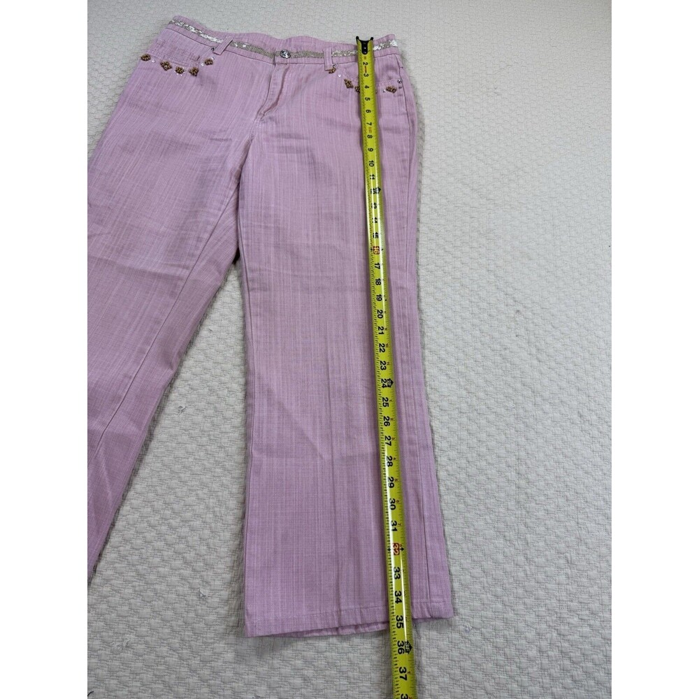 Nancy Bolen Hippie Jeans Embellished Mid Rise City Girl | Pink | Size 10 - Picture 13 of 13